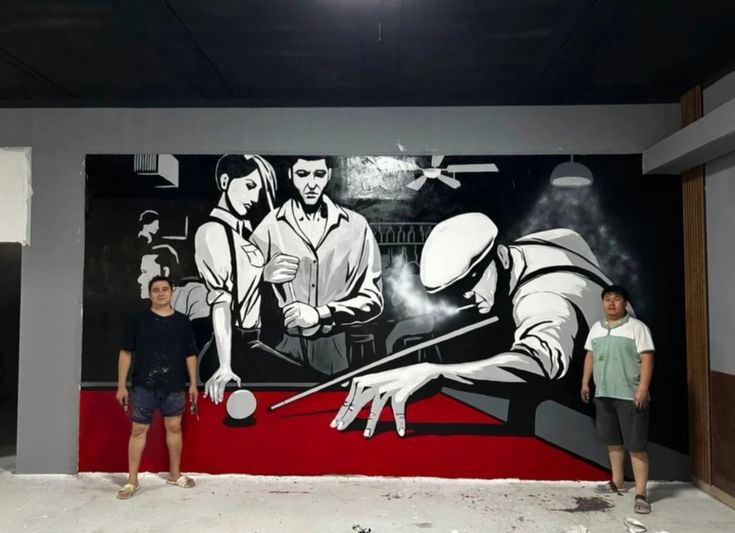 Giấy dán tường quán bida
