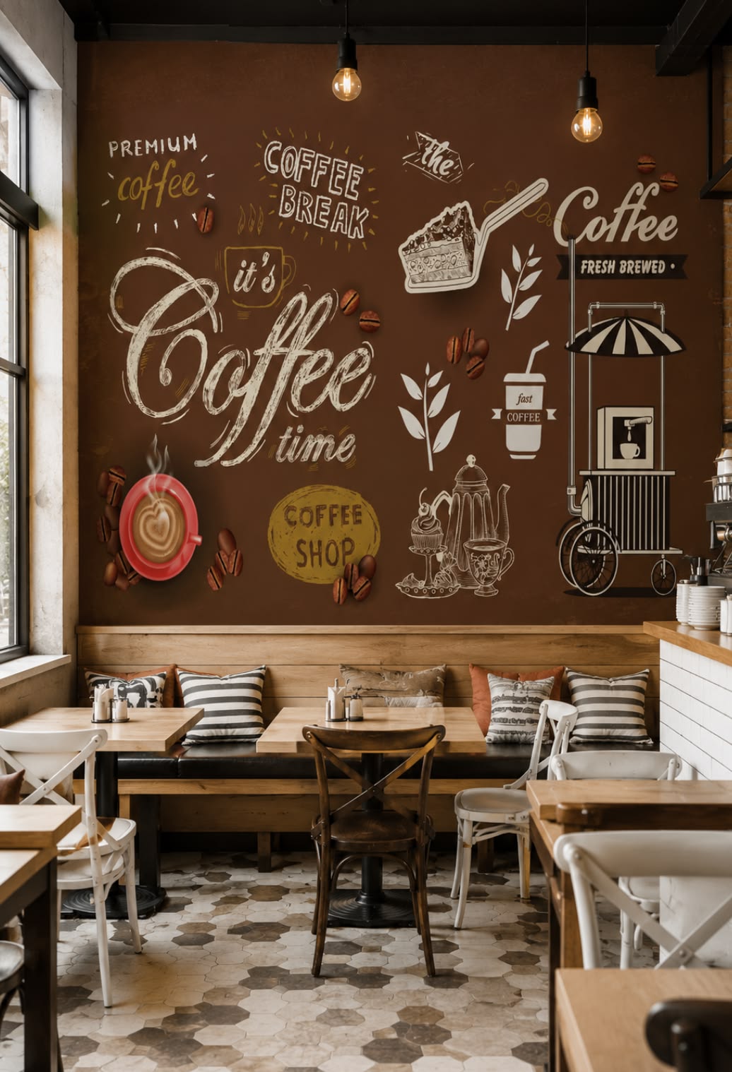 Giấy dán tường quán cafe đẹp